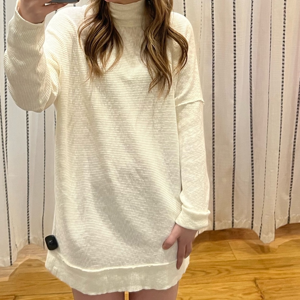 Free People Cream Long Sleeve Turtleneck Dress